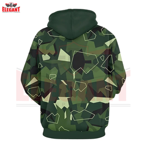 เสื้อฮู้ดพิมพ์ลายเรขาคณิตสีเขียวป่า ดีไซน์ทันสมัย คุณภาพพรีเมียม ทนทาน เหมาะสำหรับกิจกรรมกลางแจ้ง สไตล์ลำลองสำหรับผู้ชาย พร้อมบริการสกรีนโลโก้ตามสั่ง - Product Image 2
