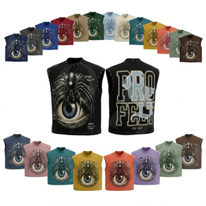 Hot Sale Fashionable Style OEM ODM Cotton Summer Sleeveless T Shirts Streetwear Custom Printed Style Distressed Tank Top Men's - Product Image 1