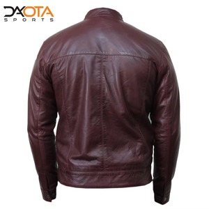 Veste en cuir respirante classique pour l'hiver, unisexe, en cuir de mouton et de vache véritable, fermeture éclair simple, style motard vintage - Product Image 4