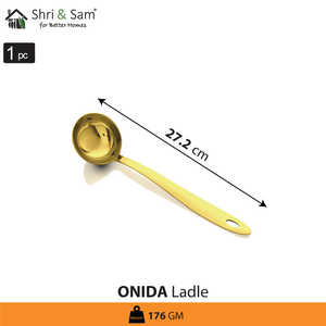 Onida ทัพพีสแตนเลสพร้อมเคลือบ PVD สีทองอุปกรณ์ระดับพรีเมี่ยมสำหรับเสิร์ฟและเก็บอาหาร - Product Image 3