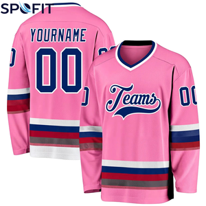 Jersey de Hockey sobre Hielo Personalizado 100% Poliéster, OEM, Alta Calidad, Venta al Por Mayor, Sublimación Personalizada, Secado Rápido, Manga Larga, Cuello en V - Product Image 4