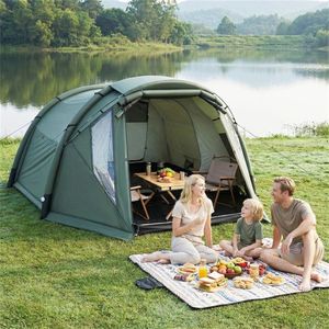 Tenda Gonfiabile Impermeabile per 7 Persone PU2000mm, Cabina da Campeggio Gonfiabile per 5-7 Persone con Veranda Zanzariera per Campeggio Familiare all'Aperto - Product Image 2