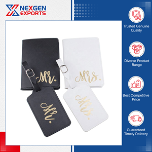 Ensemble porte-passeport et étiquette de bagage en cuir PU de qualité supérieure, sur mesure et personnalisable, par un fabricant indien réputé, parmi les plus vendus. - Product Image 2