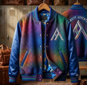 Chaqueta Varsity para Hombre, Mezcla de Lana, Color Degradado, Logotipo Bordado, Forro de Satén, Estilo Preppy, para Otoño - Product Image 5