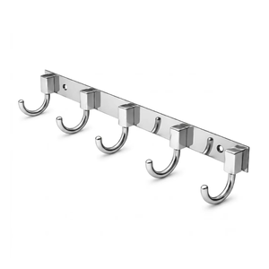 Premium Stainless Steel 5 Hook Wall Mounted <b>Coat</b> Rack Heavy Duty Towel <b>Robe</b> Clothes Key Holder for Bathroom Kitchen Entryway - Product Image 1