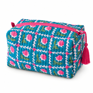 Pinksa Fashion Paisley Quilted Cotton Water Resistant Eco-Friendly Durable Cosmetic Bag Zipper <b>Makeup</b> Organizer <b>Case</b> Rajasthan - Product Image 2