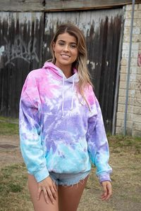 Sweat-shirt à capuche pour homme en coton 100% avec personnalisation des couleurs pastel, style tie-dye, marque privée - Product Image 5