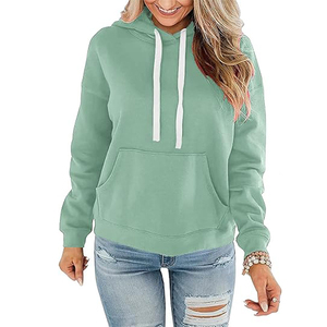 Sweat à capuche pour femme à manches bouffantes, épaules tombantes, coupe oversize, en coton, style streetwear, avec logo imprimé personnalisé, pour usage quotidien, vente en gros - Product Image 1