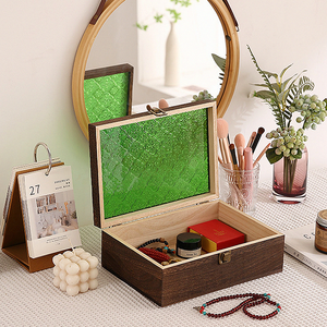 Wooden Jewelry <b>Box</b> Rectangular Storage Case with Lid Metal Clasp Decorative Organizer for <b>Necklace</b> Bracelet <b>Gift</b> Packaging - Product Image 3