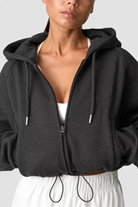 Custom Wholesale Womens Cropped 1/<b>4</b> Zip Tracksuit Set Activewear Pullover Hoodie & Shorts Blank Fitness Set - Product Image 3