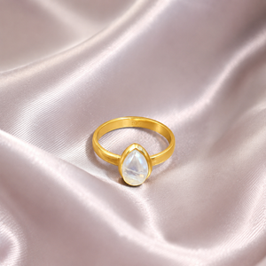 Anillo con Bisel de Piedra Lunar Arcoíris Natural, Plata de Ley 925, Hecho a Mano, Chapado en Oro Rosa y Oro Amarillo, para Mujer - Product Image 3
