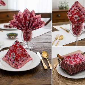 Mantelería de Algodón Estampada Floral Cuadrada Vintage Hecha a Mano, Personalizada para Bodas, con Estampado en Bloque, Ecológica y Duradera - Product Image 4