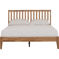Base de Cama Queen de Madera de Teca Sólida NESTHOUZ con Cabecera Moderna de Listones, Muebles para Dormitorio Interior