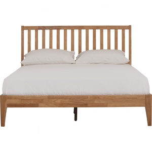 Cadre de lit en teck massif, tête de lit moderne à lattes, lit de chambre à coucher, mobilier d'intérieur - Product Image 3