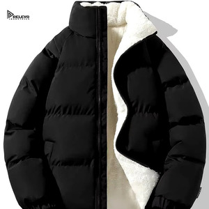 Veste matelassée personnalisée pour hommes et femmes, 280 g/m², entièrement doublée de fourrure, épaisse, à capuche, imperméable, chaude, printemps, OEM, devant - Product Image 1