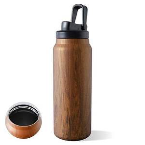 Botella de Agua de Acero Inoxidable con Diseño de Madera, Tapa de Rosca, Aislada, para Uso en Exteriores, Senderismo y Camping - Product Image 2
