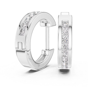 Round Cut <b>Moissanite</b> Channel Set Hoop <b>Earrings</b> 925 Sterling Silver GRA Certified Luxury Fine Jewelry ring for Women Wedding Gift - Product Image 1