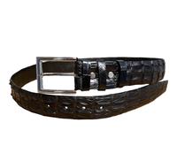 Ceinture en cuir véritable noir avec motif crocodile, boucle rectangulaire argentée, ceinture de cérémonie, moulage monobloc