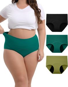 Culottes menstruelles réutilisables taille haute pour femmes, anti-fuites, en Spandex/Coton, respirantes, séchage rapide, écologiques, confortables, avec nœud - Product Image 1