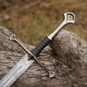 Épée viking polie à la main en acier Damas, réplique de style nordique médiéval pour collectionneur, cadeau de Saint-Valentin et de Noël pour lui - Product Image 4