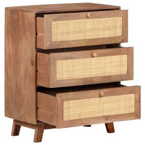Buffet moyen en bois de manguier massif finition blé avec cannage naturel – Pièce de mobilier élégante - Product Image 4