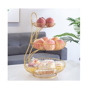 Panier à fruits de qualité supérieure à 3 niveaux, design unique, couleur or, panier de rangement pour légumes en fer, à prix abordable - Product Image 4