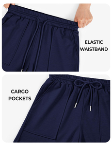 Shorts Deportivos Azul Marino para Niña, Cintura Elástica, con Bolsillos, para la Escuela, Estilo Casual, Tipo Cargo - Product Image 3