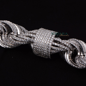 Collar de Moissanita S925 con Cadena de Cuerda Trenzada Chapada en Oro Sólido de 18K y Rodio, Joyería de Lujo Unisex - Product Image 2