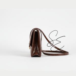 Sac bandoulière en cuir véritable gaufré croco marron pour femme, sac à fermeture à bouton-pression, sac enveloppe OEM ODM - Product Image 4