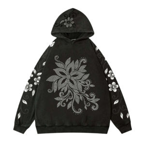 Custom Solid Winter Rhinestone Men's Oversized Eco-Friendly 300g Fleece <b>Hoodie</b> Gym Outdoor <b>Running</b> Training Jogging OEM Service - Product Image 1