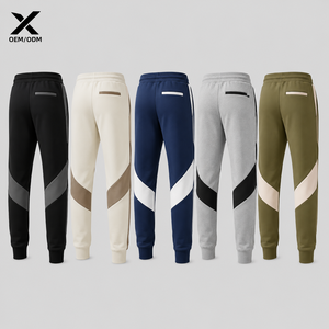 Pantalon de survêtement professionnel X Sports City pour homme, coupe colorée, taille élastique avec cordon de serrage, design épissé, style décontracté, coton et élasthanne - Product Image 2