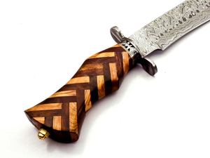 Couteau de chasse artisanal en acier Damas, très demandé, pour hommes, avec lame pleine longueur et étui de transport horizontal, personnalisable, couteau Bowie OEM - Product Image 3