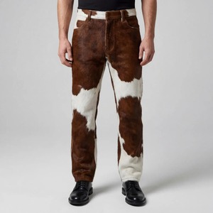 Pantalons en cuir de vachette pour hommes, style streetwear, coupe tendance, sur mesure, fabrication en usine, vente en gros, OEM - Product Image 2