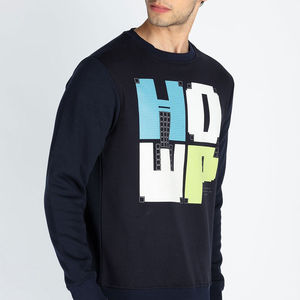 Sweat-shirt d'hiver à col rond chaud et ample pour homme, personnalisable avec logo imprimé, en coton vierge, style décontracté - Product Image 5