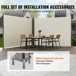 Schermo Privacy per Esterni 79FT X 236FT, Impermeabile, in Poliestere 180g, Protezione UV 30+, Schermo Retrattile per Patio con Tenda Laterale, Materiale della Vela in PC - Product Image 4