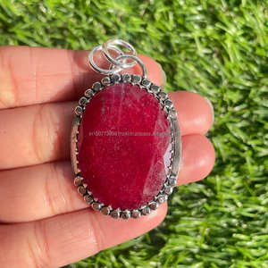 Colgante hecho a mano de Plata de Ley 925, forma de amante de piedras preciosas para compromiso, piedra natal chapada en plata, joyería de boda, regalo para ella - Product Image 3