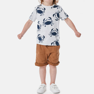 T-shirt blanc à manches courtes et col rond pour garçons, imprimé crabe bleu, décontracté, pour l'été, pour enfants, adolescents, personnalisable pour adultes et enfants - Product Image 1