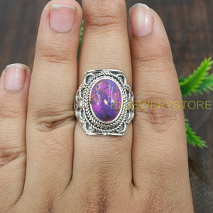 Top Quality Purple Copper Turquoise <b>Ring</b> 925 Sterling <b>Silver</b> <b>Statement</b> <b>Ring</b> Handmade Designer Gemstone <b>Ring</b> Boho Jewelry Gift - Product Image 5