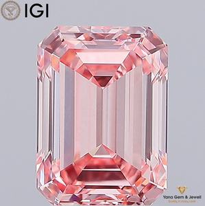Diamante de Corte Esmeralda de 2.50 Quilates, Cultivado en Laboratorio, Color Rosa Intenso, Claridad VVS2, con Certificado IGI, para Anillo de Lujo Personalizado - Product Image 1