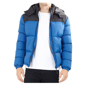 Veste matelassée jaune à capuche pour homme, coupe-vent, rembourrée de duvet, manteau d'hiver décontracté, coupe régulière, fermeture éclair, design color block - Product Image 4