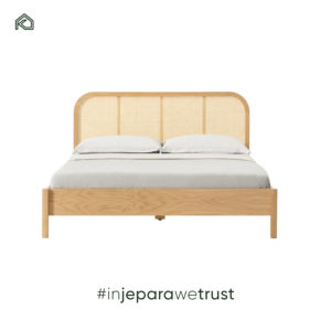 Lit Moderne en Rotin avec Cadre en Bois Massif, Style Mid-Century, Sculpté à la Main, Confortable, Taille et Couleur Personnalisables pour Hôtel et Chambre à Coucher - Product Image 4