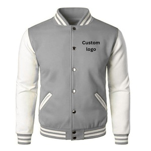 <b>Men</b> Varsity <b>Jacket</b> Mandarin Collar Front Logo 100% Cotton Canvas Eco-Friendly Breathable Seamless Fusing <b>Long</b> Sleeve Quilted - Product Image 1