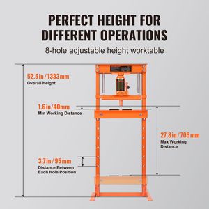 Pressa Idraulica da Officina da 12 Tonnellate con Telaio a H Regolabile, Componenti PLC 220V per Lavori Pesanti - Product Image 3