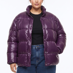 Chaqueta acolchada de burbujas de talla grande para mujer, abrigo de plumón con cuello alto, chaquetas acolchadas cálidas de invierno para mujer - Product Image 6