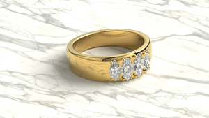 Bague de luxe en or 18 carats à large bande avec diamants marquise, cadeau d'anniversaire, bague éternité, bague statement, bijoux fins pour femmes - Product Image 3