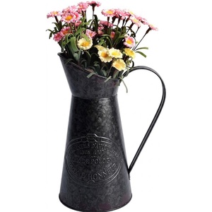 Vintage Galvanized Metal Pitcher Flower Vase Shabby Chic Farmhouse <b>Jug</b> For Home Decor Wedding Garden Floral Arrangements - Product Image 1