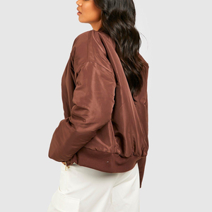 Veste bomber en satin pour femme, mode streetwear, légère, fermeture éclair, logo personnalisé, fabricant OEM, vente en gros - Product Image 2
