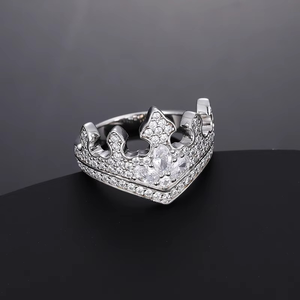 Lab grown diamond <b>crown</b> <b>ring</b> IGI certified VVS diamond 925 silver 18K gold plated Oval cut tiara <b>ring</b> - Product Image 2