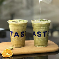 Individuell bedruckte 16-24oz klare Einwegbecher für Matcha, Boba, Milchtee, Eiskaffee, Smoothies – PET-Plastikbecher mit Deckel und Strohhalmen