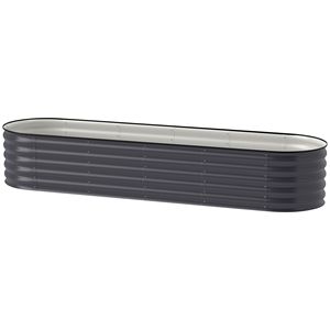 Kit per Aiuola Rialzata in Metallo Zincato Grigio Scuro 2,4m x 0,6m x 0,4m con Contenitore per Piante e Bordo di Sicurezza - Product Image 1